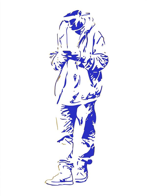 character illustration in fine engraving line-art style single full-body...