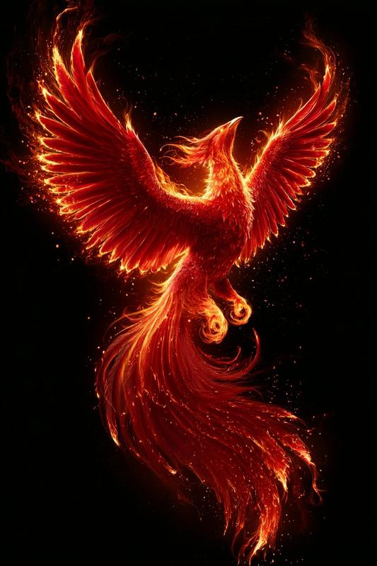 Majestic Korean vermilion phoenix 朱雀 divine guardian spirit ascending...