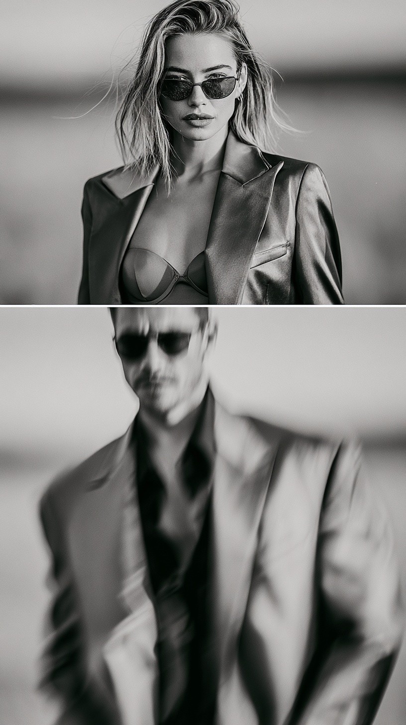 diptych beautiful woman bw cinematic full size candid life...