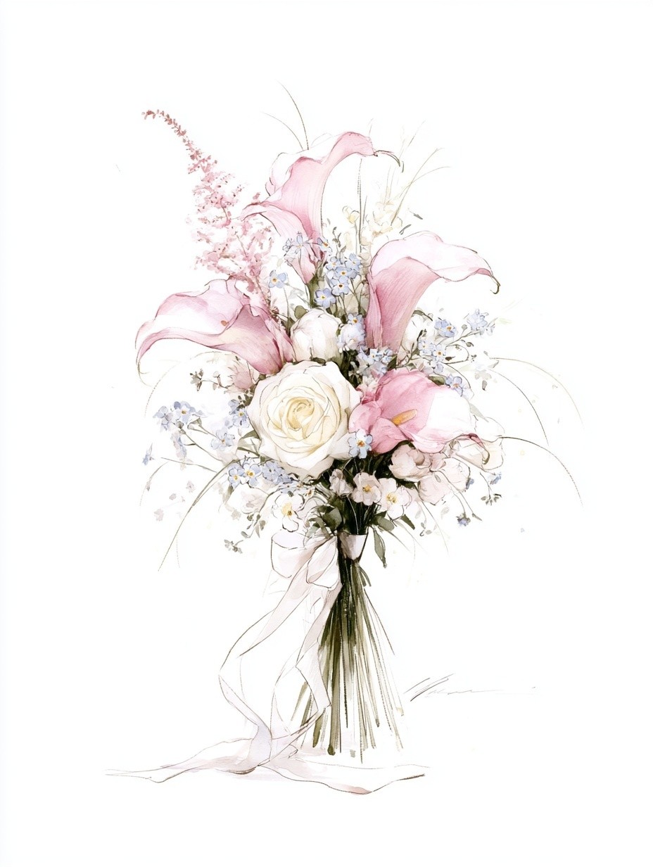 Editorial bridal bouquet clipart luxurious wedding bouquet of soft...