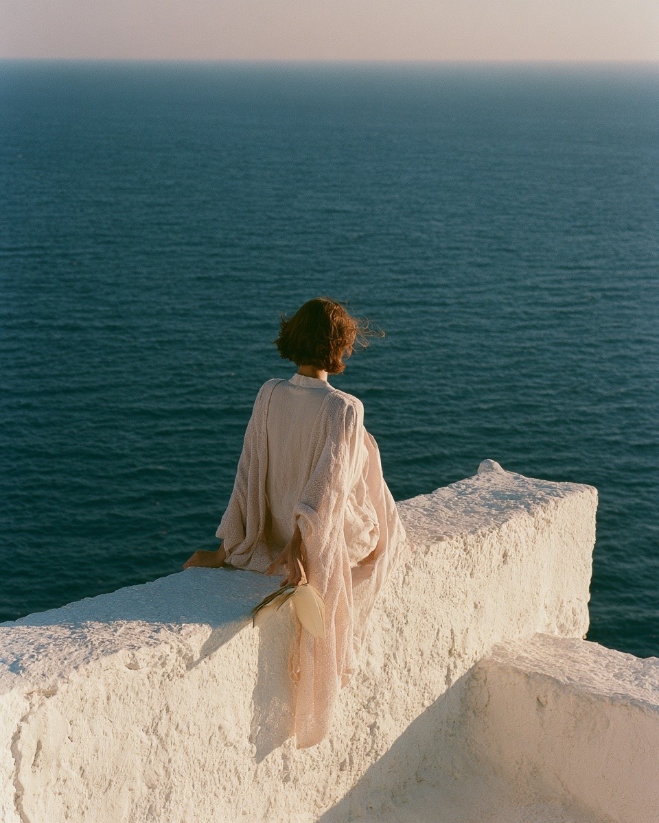 Editorial 35mm film photograph back view of a woman...
