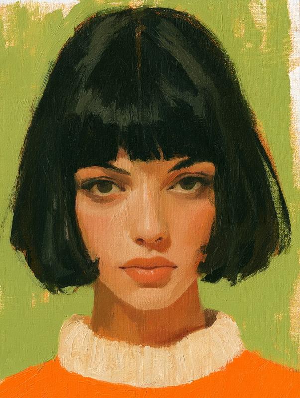 vintage painting photo booth portrait of a young girl...