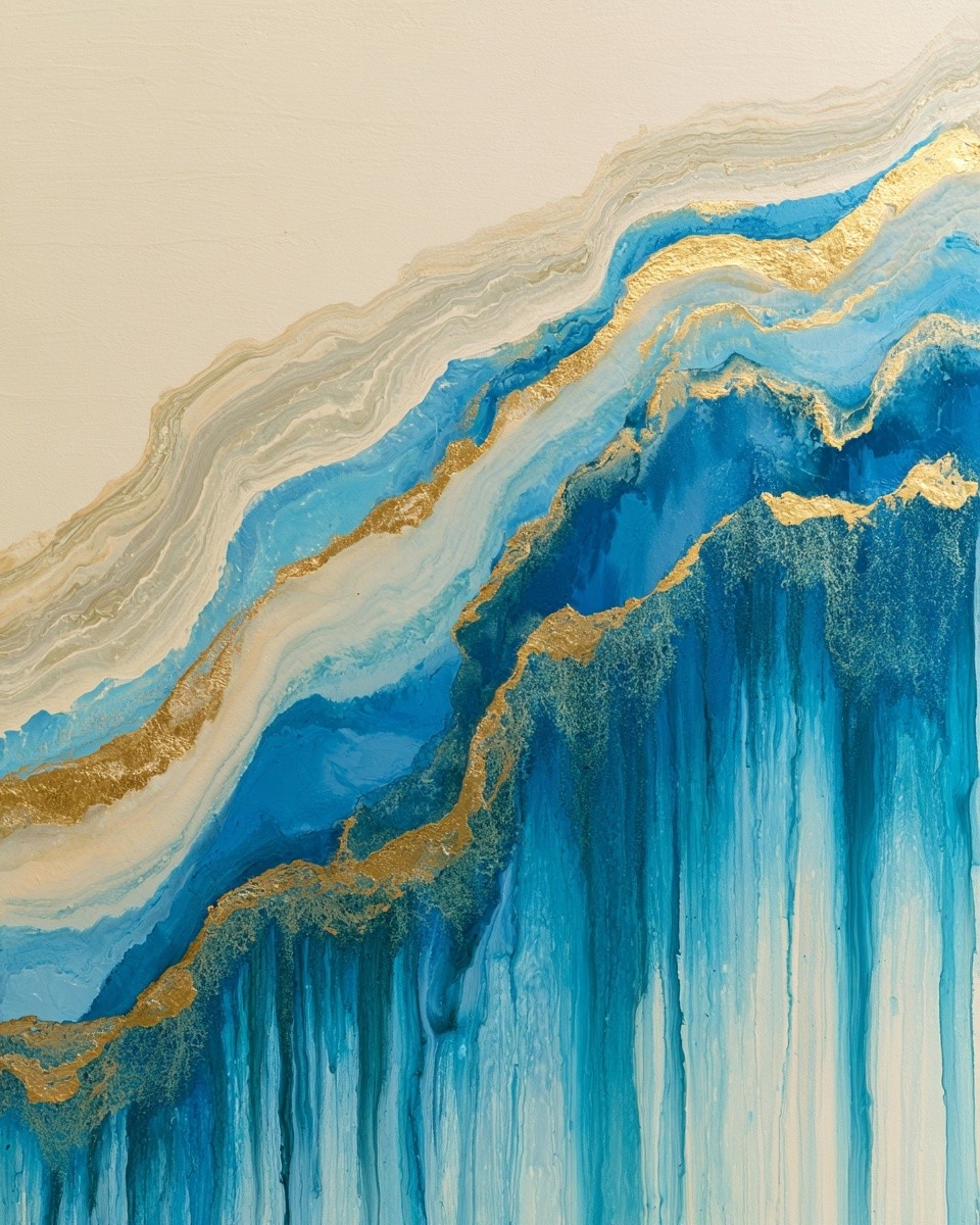 minimalist abstract painting soft beige strokes with golden accents...