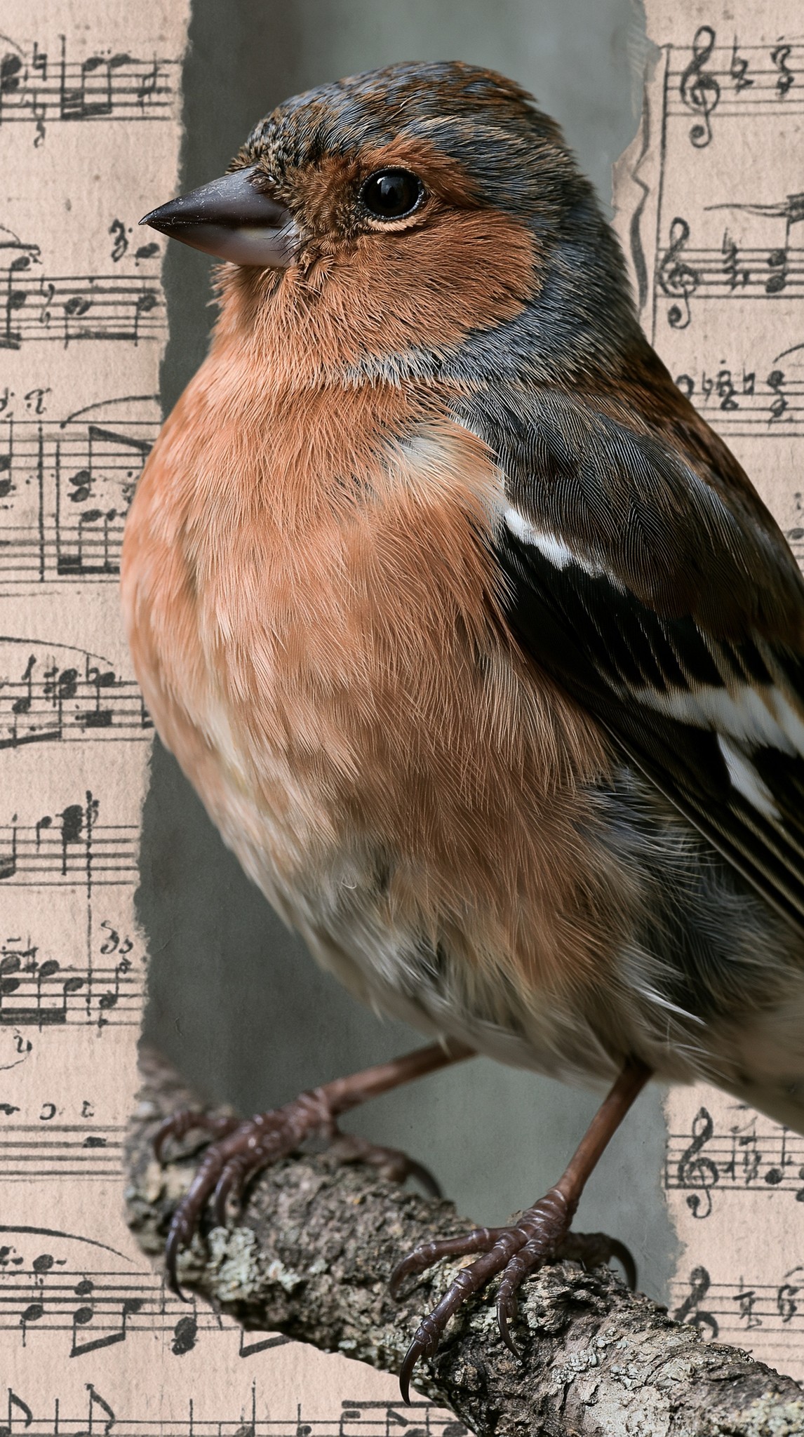 A realistic photograph of a chaffinch a songbird with...