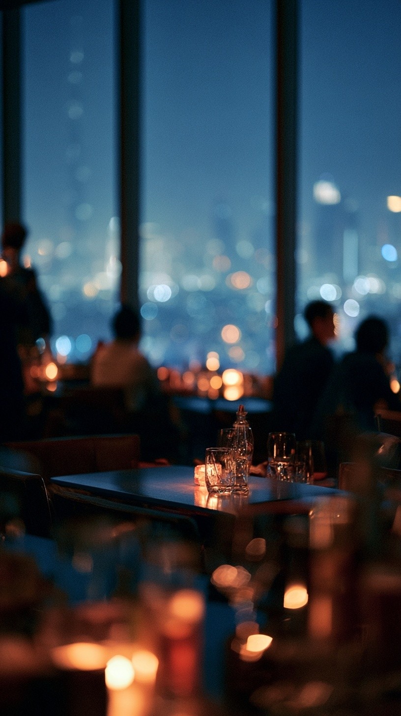 A Dubai sky bar hyper-realistic texture A bar table...