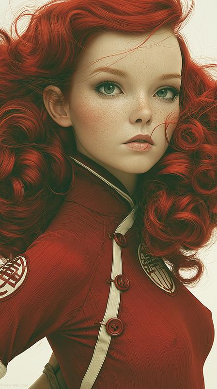 Ultra hyper realistic supermodel beautiful red haired woman...
