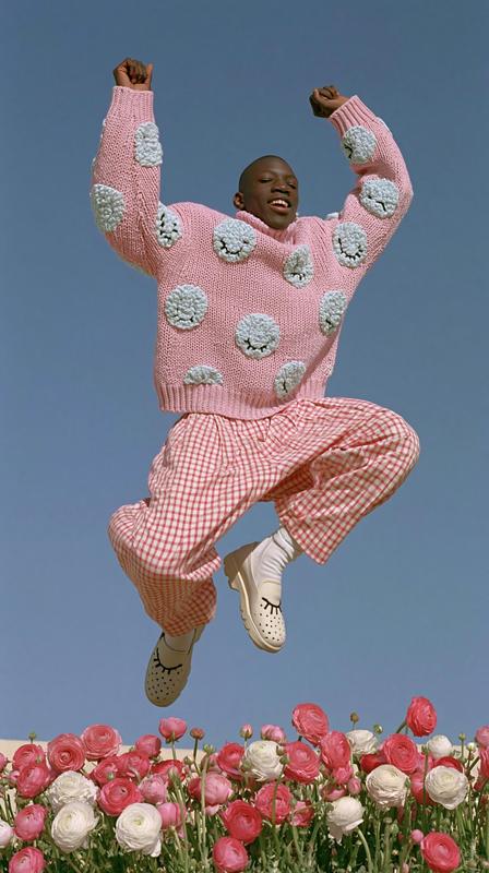 a black male dancing in a pastel dream strange...