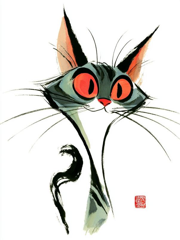 A colorful Chinese ink painting Abstract An extremely simple...