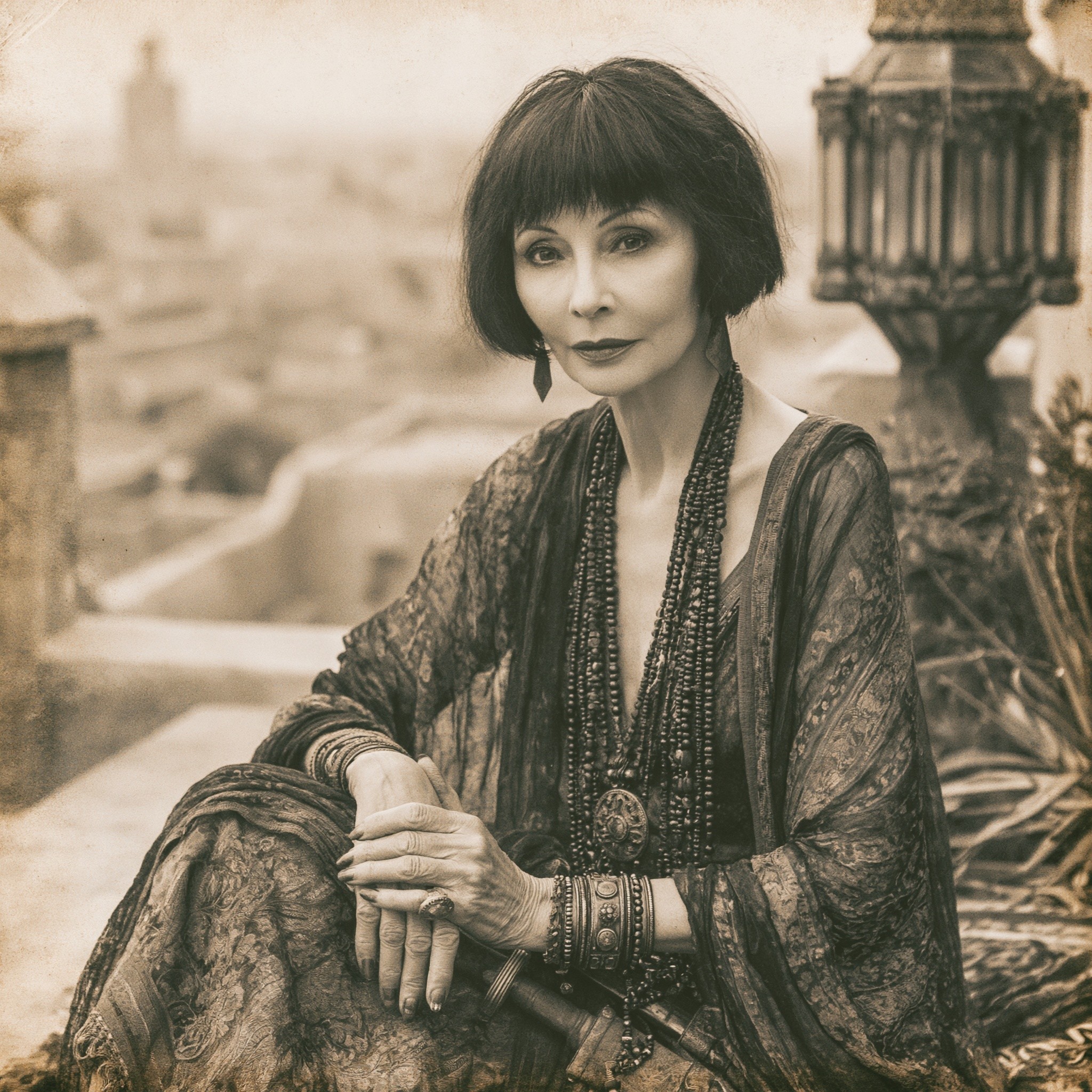 vintage postcard style photo of a very glamorous and...