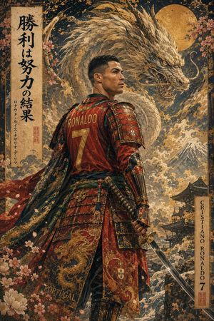 浮世绘风格神话武士肖像