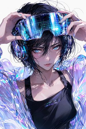 赛博朋克动漫 AR 眼镜肖像