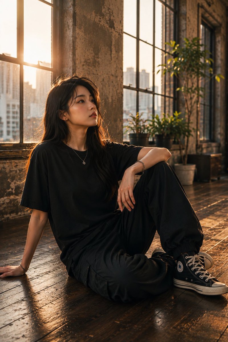 Golden Hour Industrial Loft Portrait