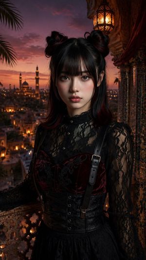 摩尔式日落下的哥特少女