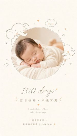 新生儿百日纪念卡