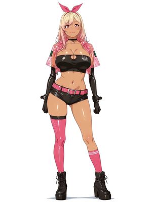粉色赛博朋克幸存者动漫少女