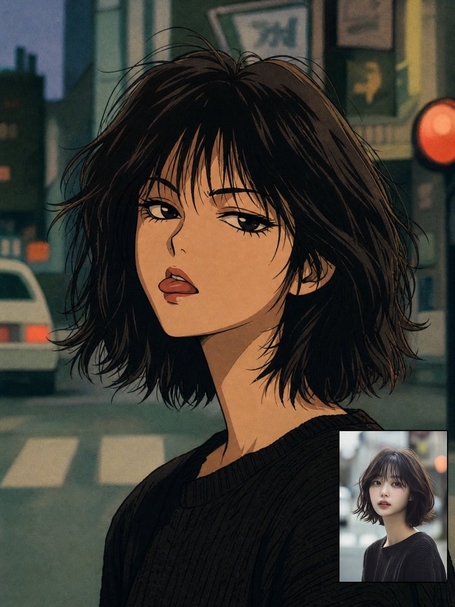 90s Anime Urban Selfie