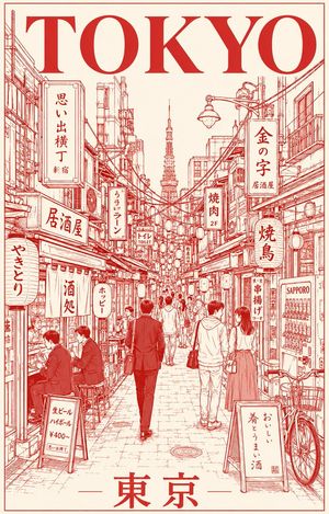 极简主义东京夜景旅行海报