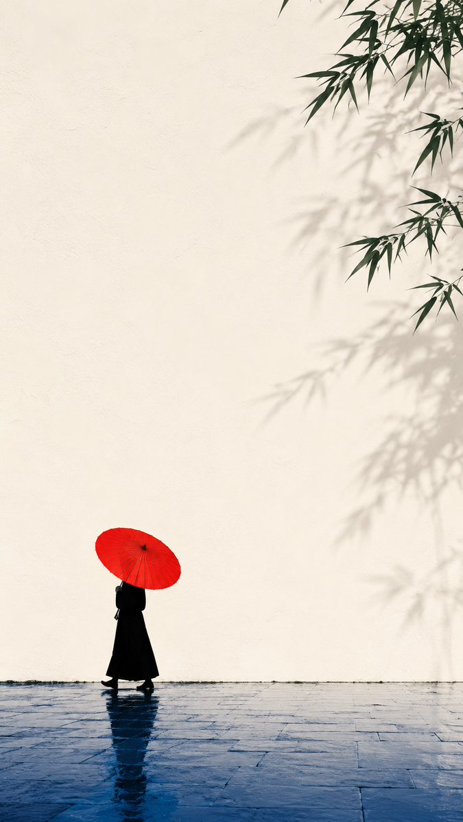 Zen Red Umbrella Poster