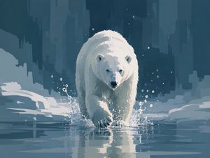 冰水中的抽象北极熊