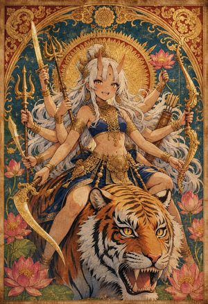 动漫风格 Durga Oni 虎女神