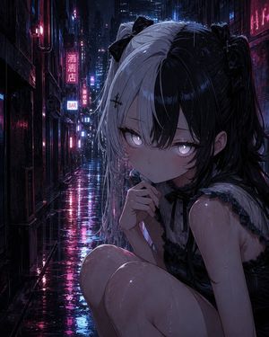 雨中赛博朋克哥特少女