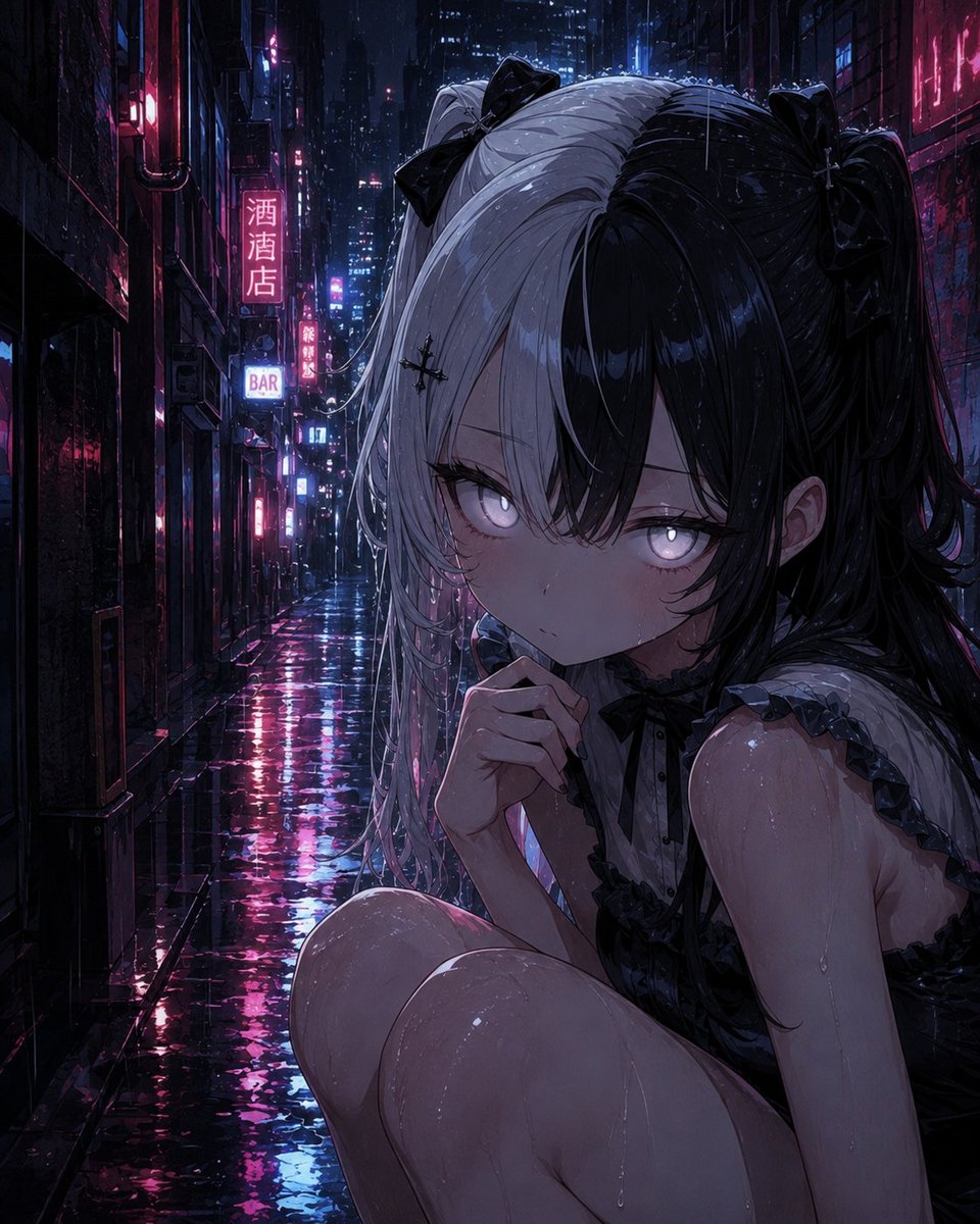 雨中赛博朋克哥特少女