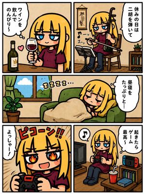 慵懒的一天 Q 版漫画页