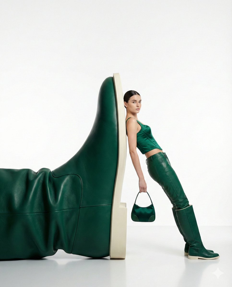 Green Boot Fashion Editorial