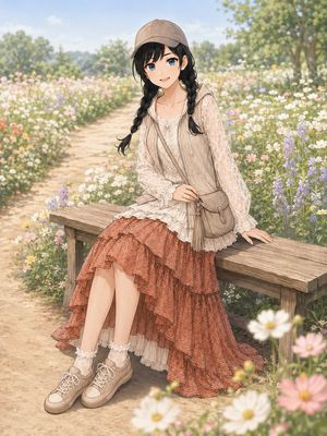蕾丝花园装扮的动漫少女