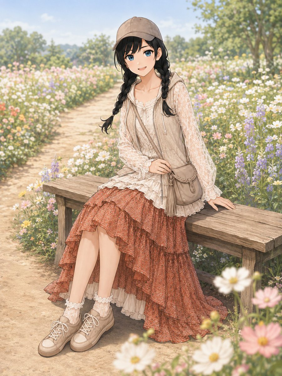 蕾丝花园装扮的动漫少女
