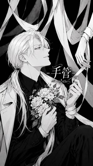 单色哥特漫画木偶丝带