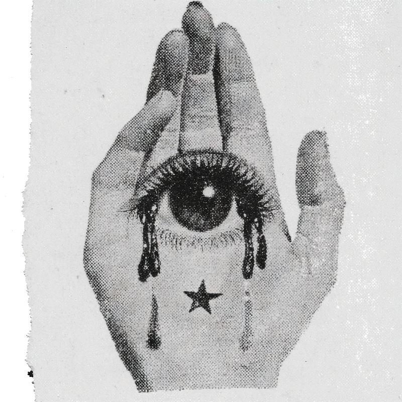 vintage antique photograph style illustration an open human palm...