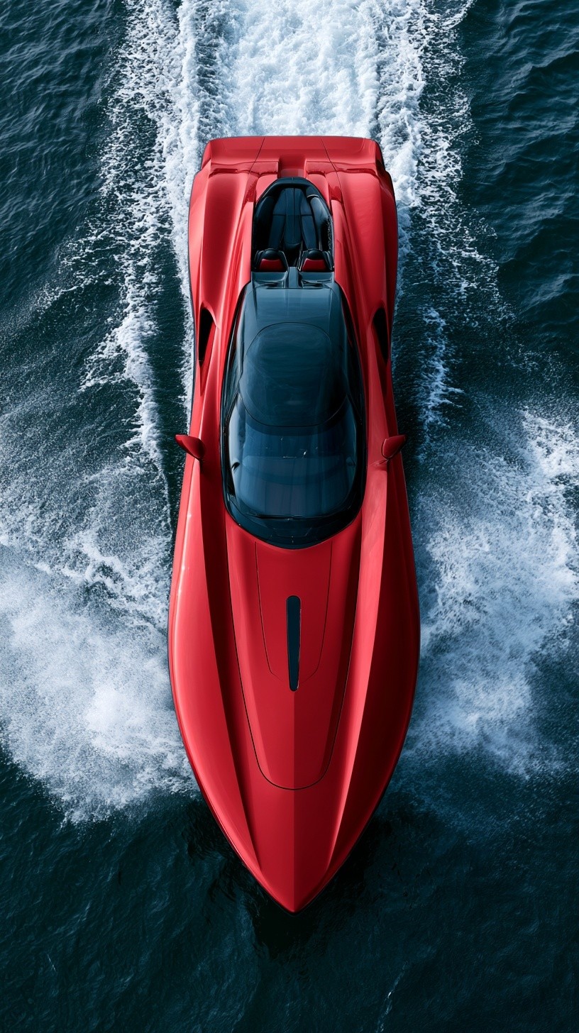 a real photograph of a speedboat designed like a...