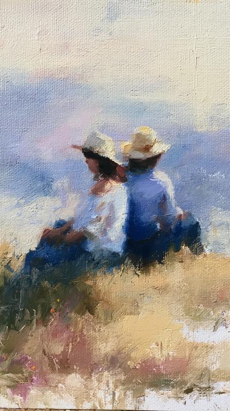 impressionist oil painting broken color technique loose visible brushwork...