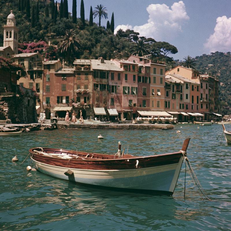 Cinematic still from a 1950s Italian film panoramic view...