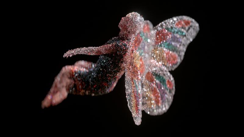 Touch design a sculpture composed of particles a figure...