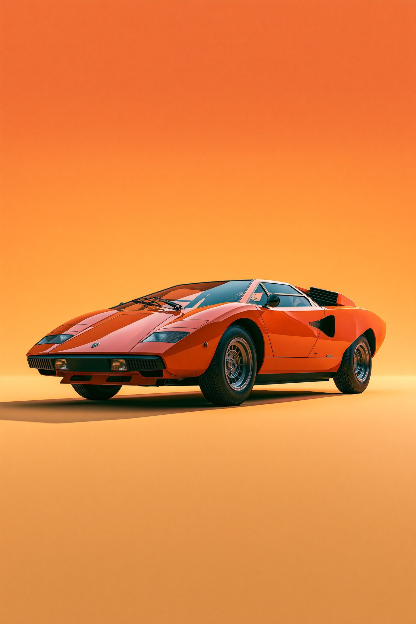 Lamborghini Countach LP400 Arancio Bahrain ultra realistic automotive studio...