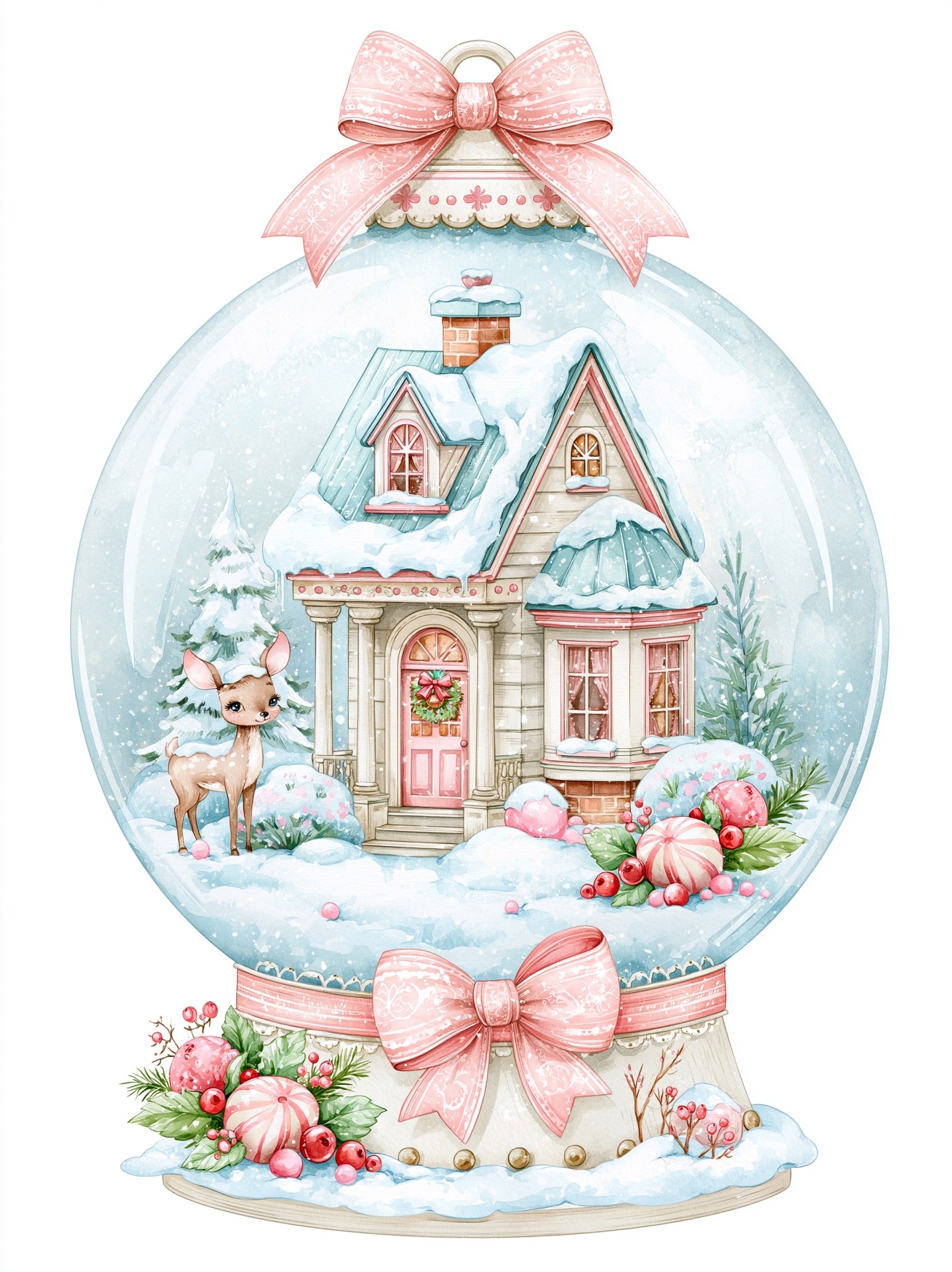 whimisical snow glob with christmas house inside the globe...