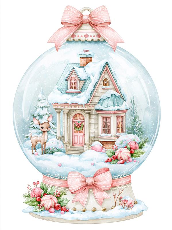 whimisical snow glob with christmas house inside the globe...