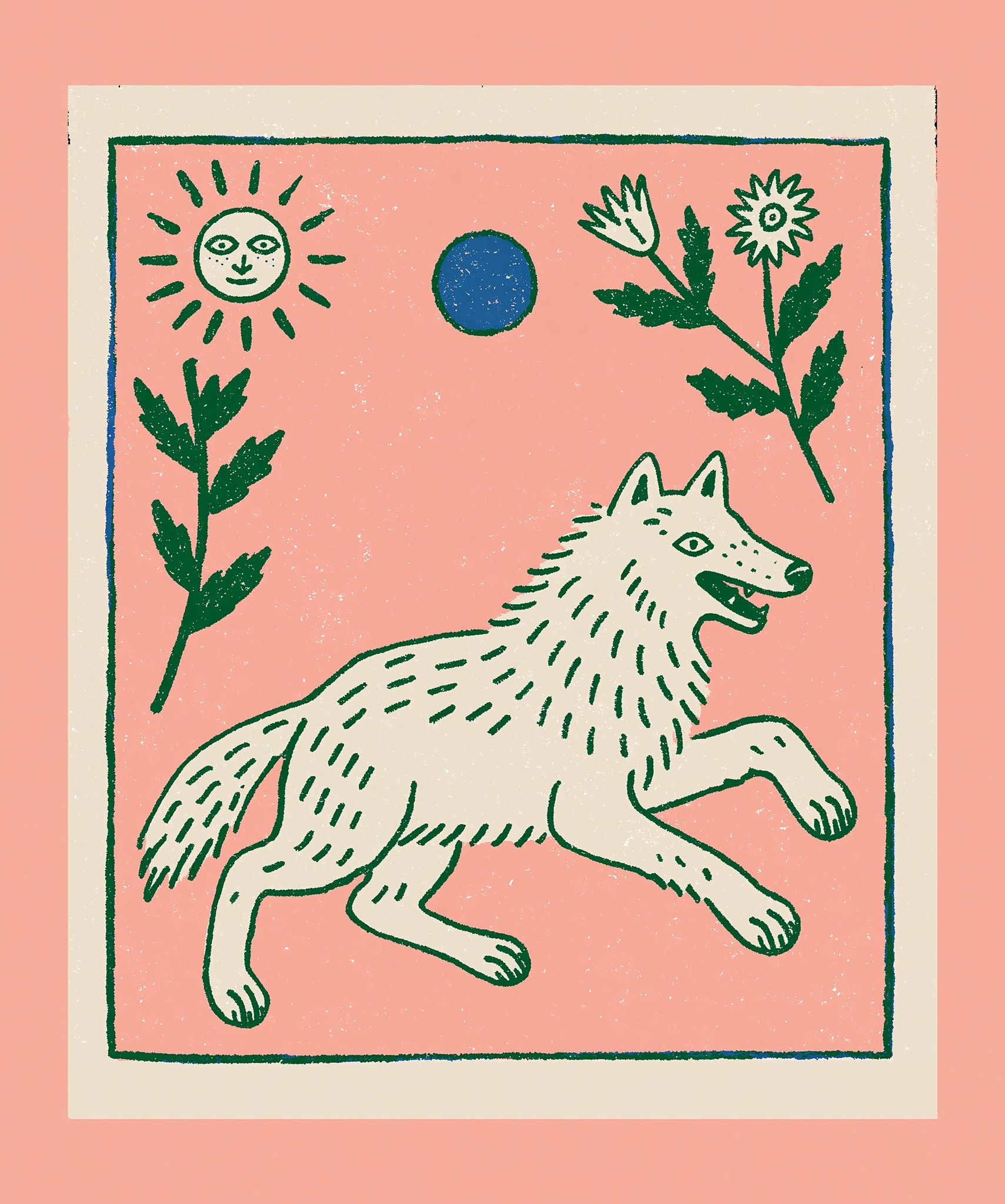 wolf tarot card illustration...