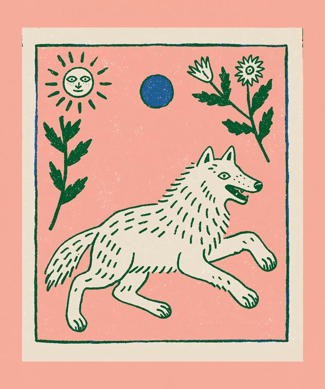 wolf tarot card illustration...