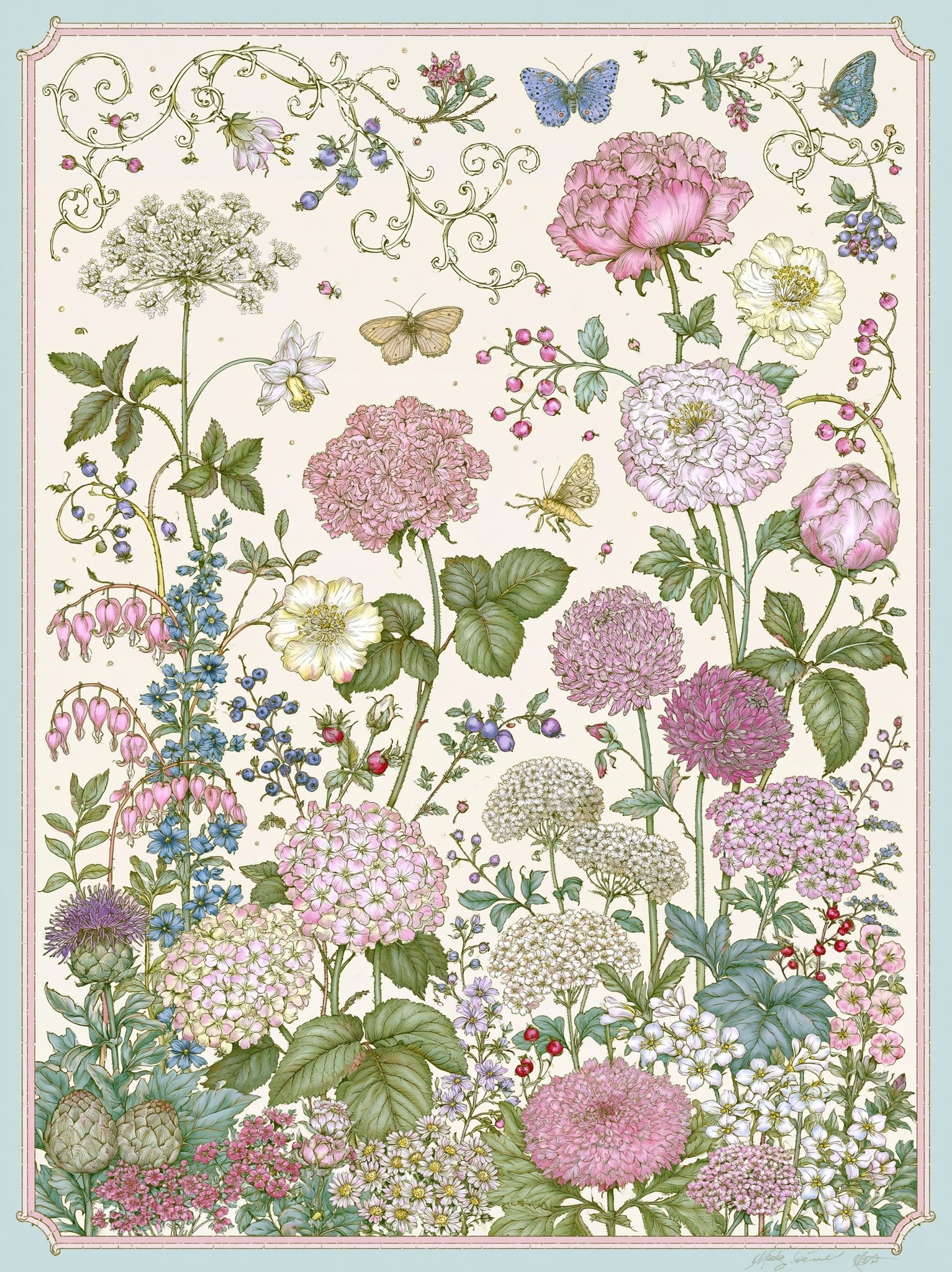 a premium decorative floral garden illustration the entire canvas...
