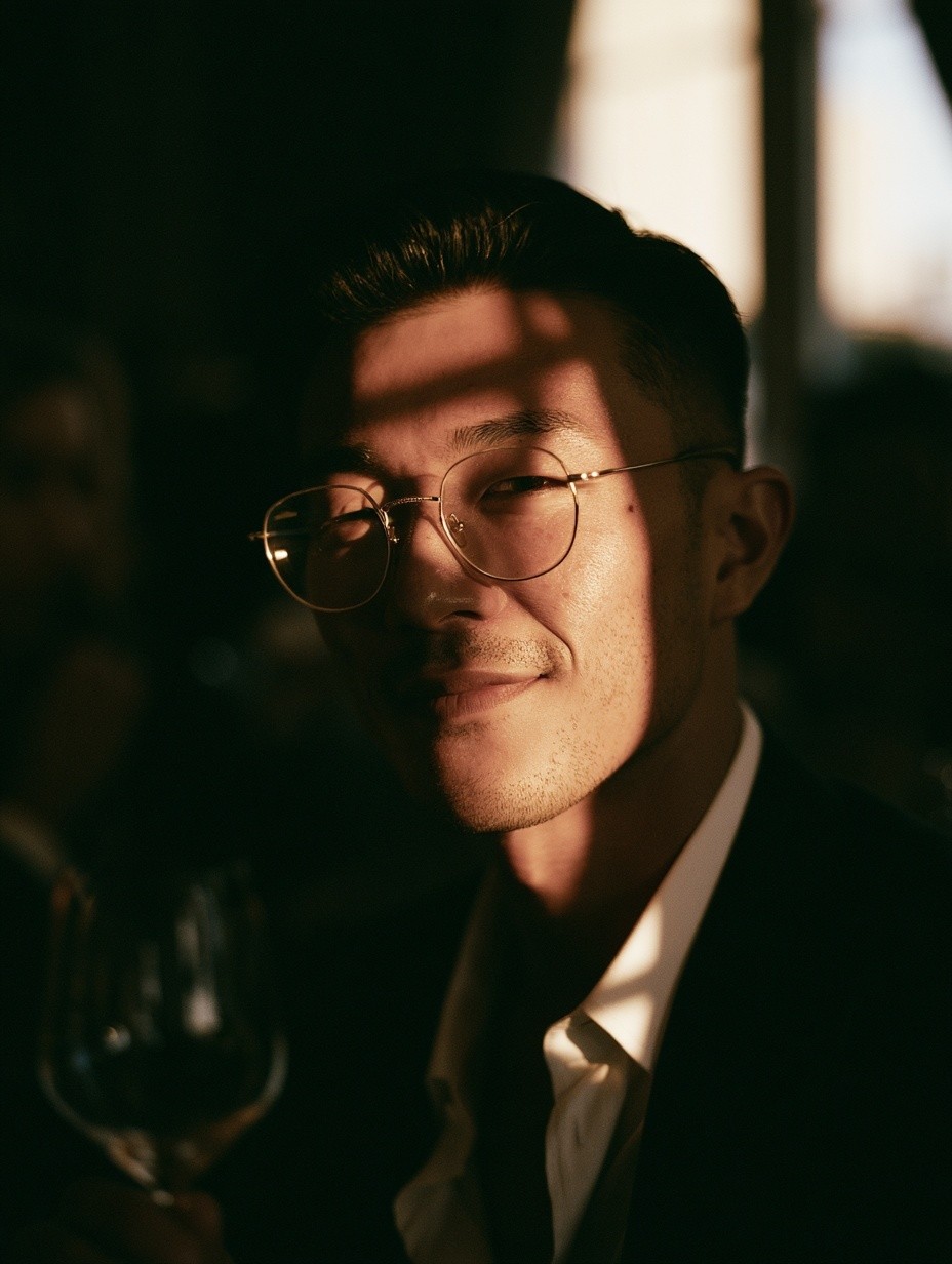 Photorealistic portrait of a 28-year-old East Asian male sharp...