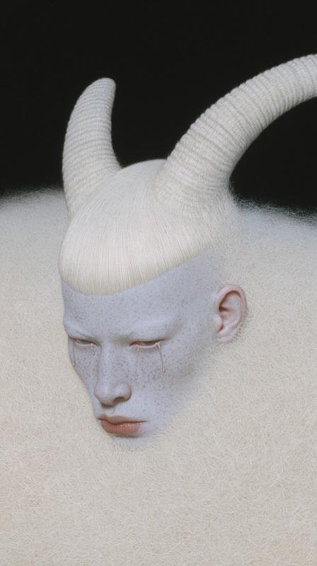 Portrait of a figure lamine yamal with platinum blond...