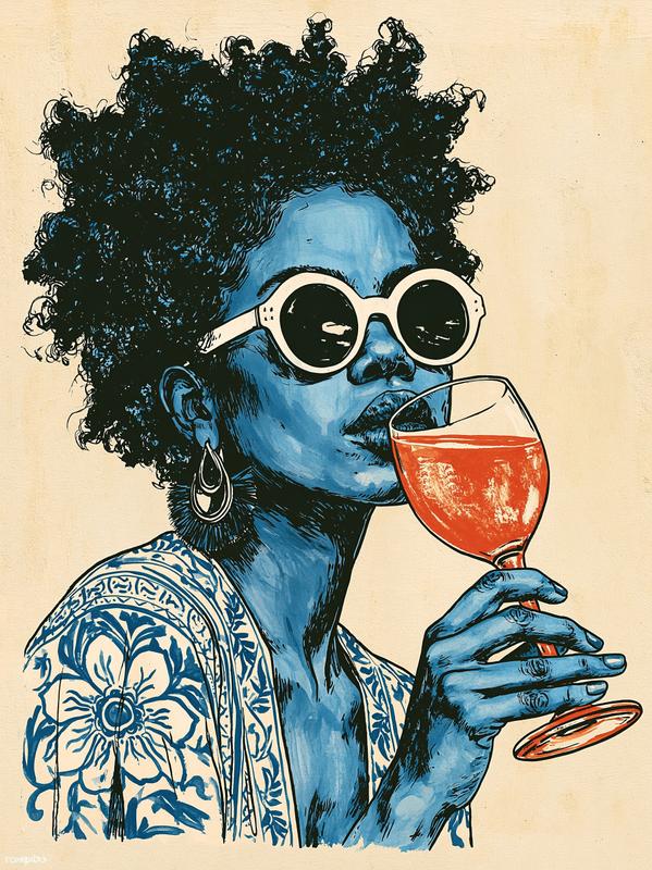 hand drawn illustration of a dark-skinned woman wearing an...
