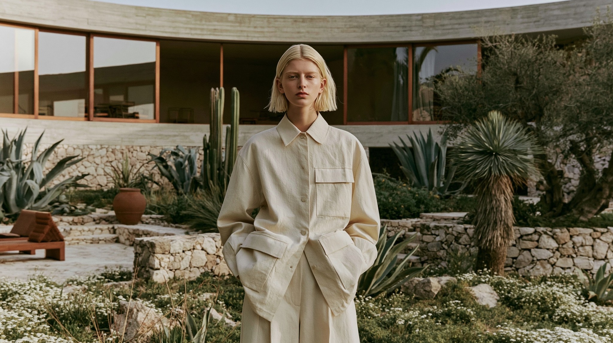 editorial full body fashion shot of a young scandinavian...