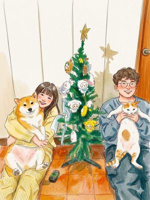 温馨水彩生活切片插画