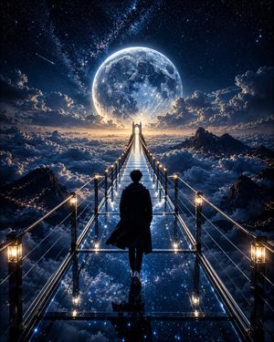 月光玻璃桥奇幻场景