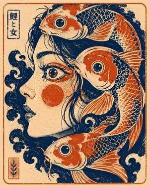 图形丝网印刷人兽插画