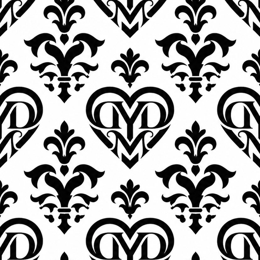 Monochrome Damask Monogram